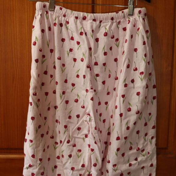 Lord & Taylor Pink Green Rose Print Pajama Sleepwear Set Women’s Lounge Intimate - Picture 5 of 13